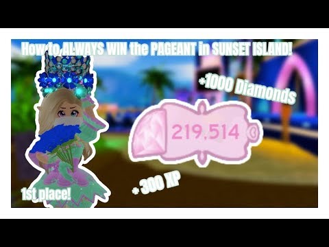How To Always Win The Pageant In Sunset Island Get Lots Of Diamonds Roblox Royale High Own That Crown - roblox royale high diamonds