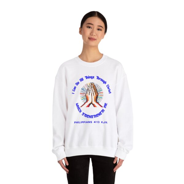 Copy of I Can Do All Things Through Christ Which Strengtheneth Me, Inspirational Crewneck Sweatshirt, Faith-Based Gift, Christian Apparel. - Image 8