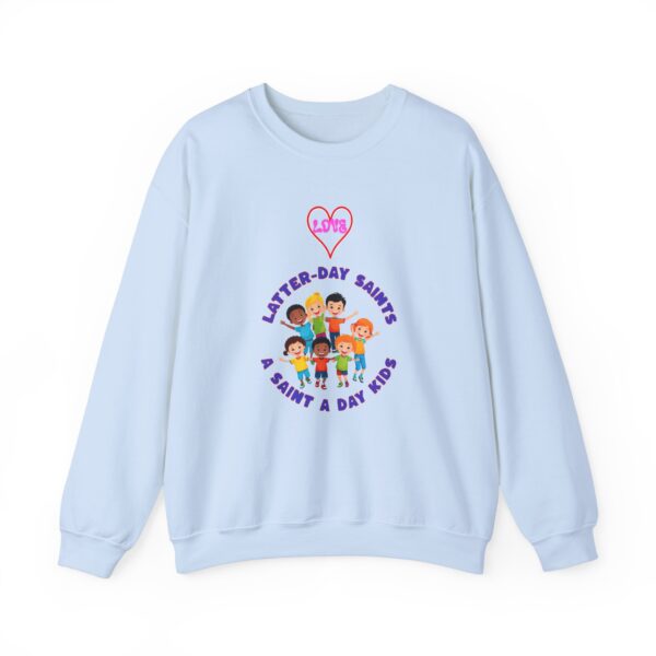 A Saint A Day Kids Crewneck Sweatshirt, Cute LDS Gift, Saint Kids Apparel, Unisex Sweatshirt, Religious Clothing, Faith-Based Fashion - Image 17