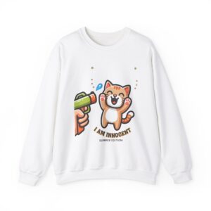 Playful Cartoon Cat Sweatshirt, Cute Graphic Hoodie, Gift for Cat Lovers, Summer Edition Crewneck, Cozy Unisex Apparel