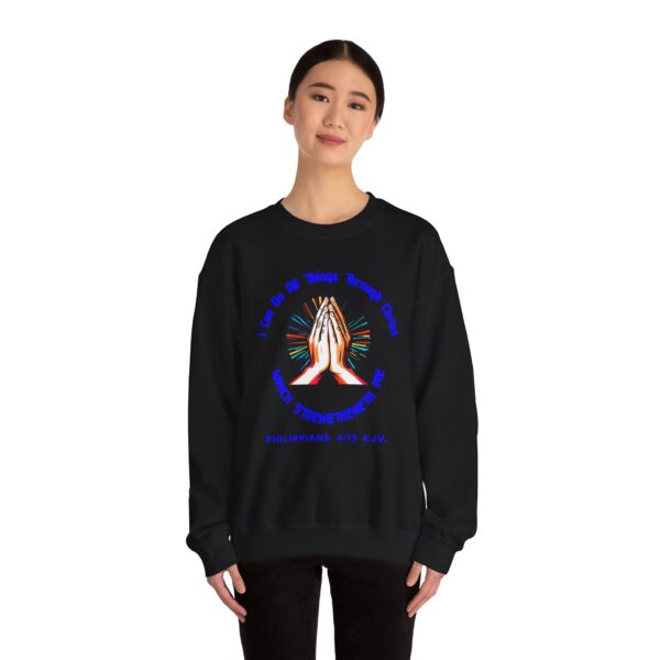 Copy of I Can Do All Things Through Christ Which Strengtheneth Me, Inspirational Crewneck Sweatshirt, Faith-Based Gift, Christian Apparel. - Image 4